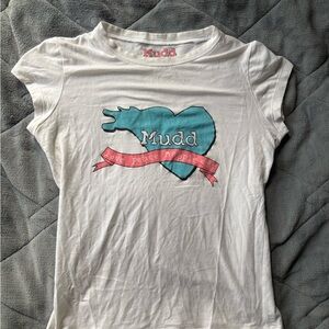 Y2K Mudd White and Blue Baby Tee